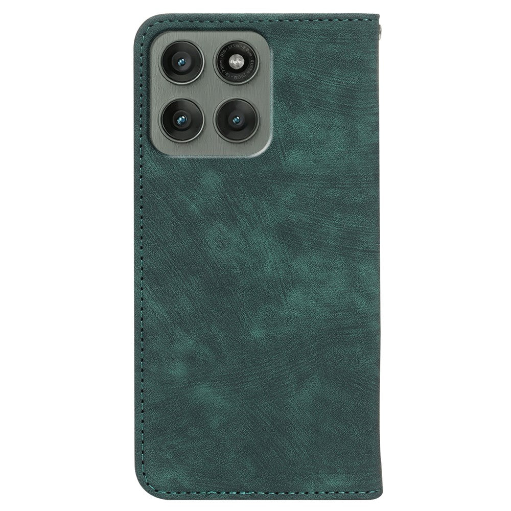 For Motorola Edge 70 5G Case Strong Magnetic Leather Wallet Phone Cover with Striped Texture - Green