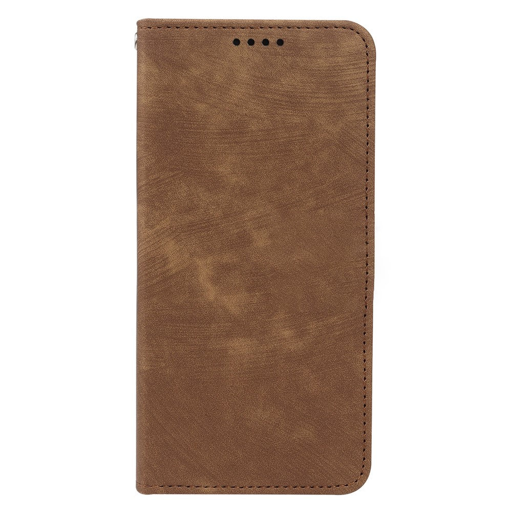 For Motorola Edge 70 5G Case Strong Magnetic Leather Wallet Phone Cover with Striped Texture - Brown