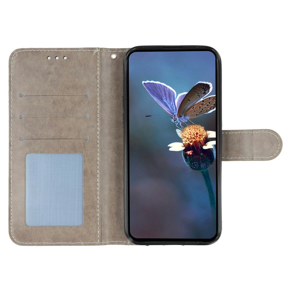 For Motorola Edge 70 5G Case Lace Flowers PU Leather Flip Wallet Phone Cover - Grey