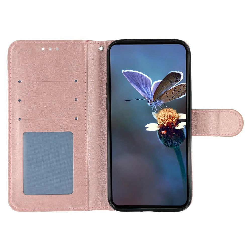 For Motorola Edge 70 5G Case Lace Flowers PU Leather Flip Wallet Phone Cover - Rose Gold
