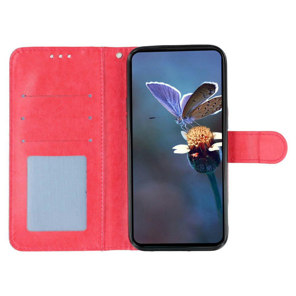 For Motorola Edge 70 5G Case Lace Flowers PU Leather Flip Wallet Phone Cover - Red