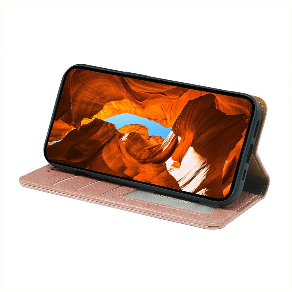 For Motorola Edge 70 5G Case Wallet RFID Blocking Leather Phone Cover Strong Magnetic Closure - Rose Gold