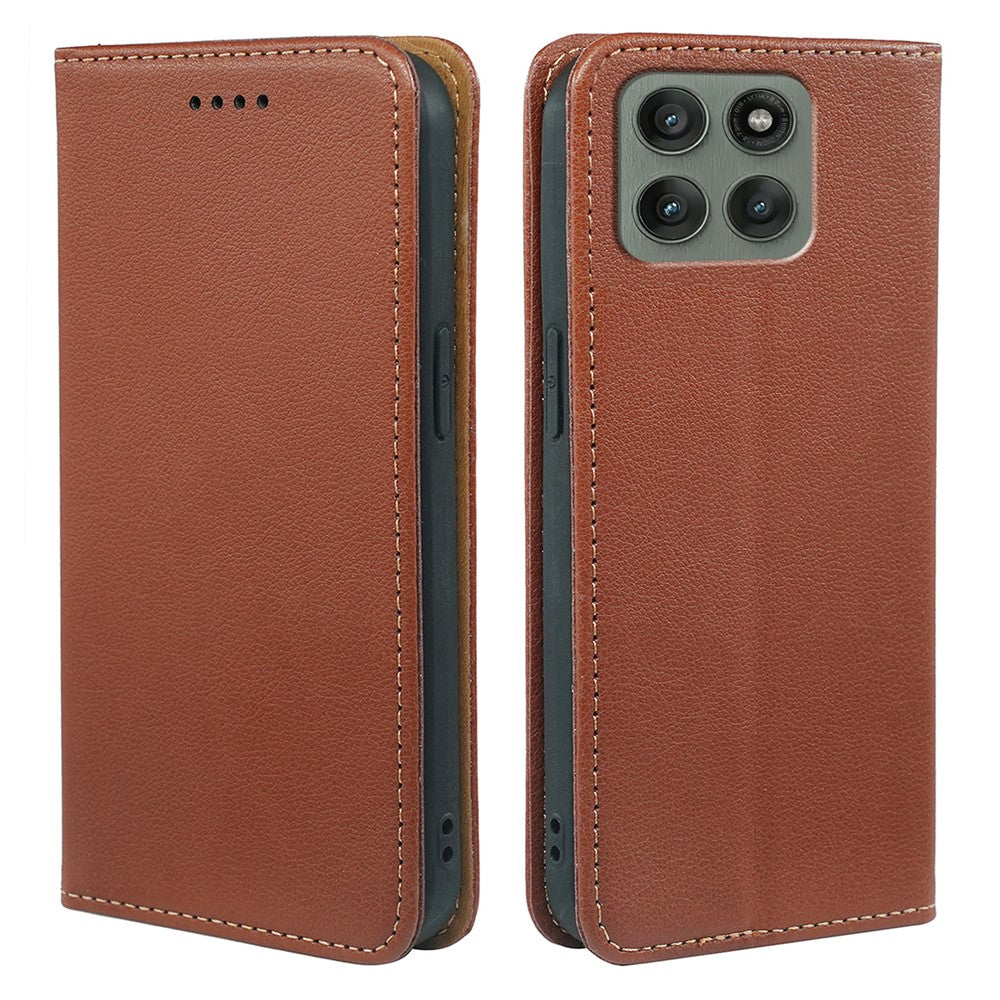 For Motorola Edge 70 5G Case Wallet RFID Blocking Leather Phone Cover Strong Magnetic Closure - Brown