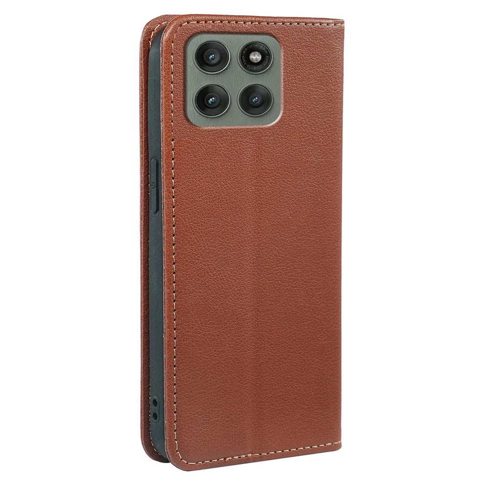 For Motorola Edge 70 5G Case Wallet RFID Blocking Leather Phone Cover Strong Magnetic Closure - Brown