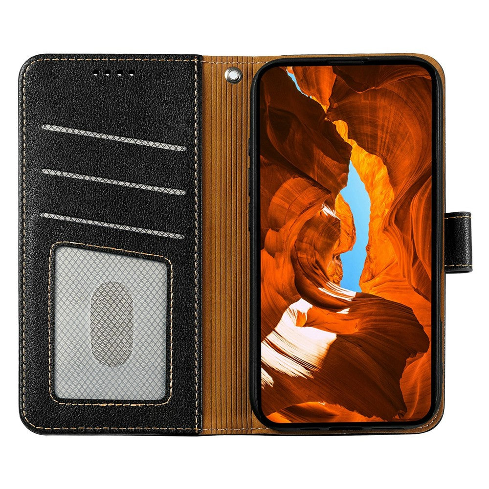 For Motorola Edge 70 5G Case RFID Blocking Wallet Litchi Texture Leather Phone Cover Magnetic Clasp - Black