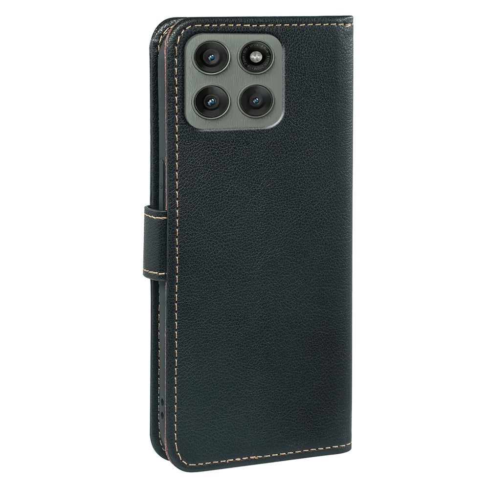 For Motorola Edge 70 5G Case RFID Blocking Wallet Litchi Texture Leather Phone Cover Magnetic Clasp - Black