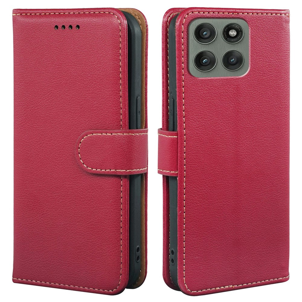 For Motorola Edge 70 5G Case RFID Blocking Wallet Litchi Texture Leather Phone Cover Magnetic Clasp - Red
