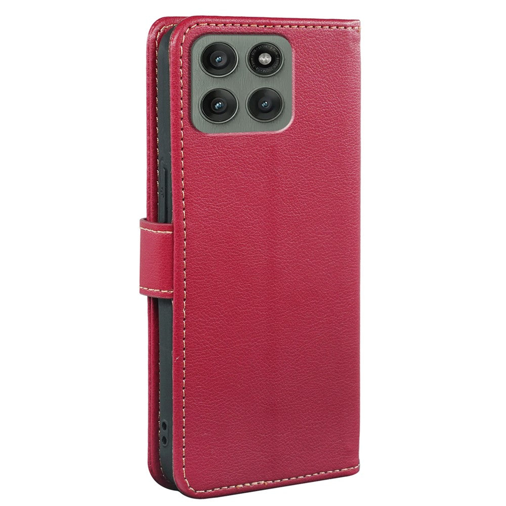 For Motorola Edge 70 5G Case RFID Blocking Wallet Litchi Texture Leather Phone Cover Magnetic Clasp - Red