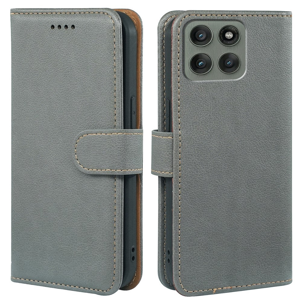 For Motorola Edge 70 5G Case RFID Blocking Wallet Litchi Texture Leather Phone Cover Magnetic Clasp - Grey