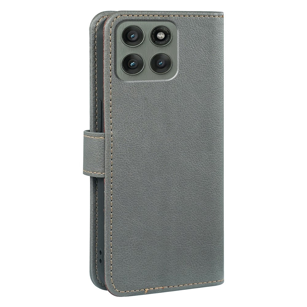 For Motorola Edge 70 5G Case RFID Blocking Wallet Litchi Texture Leather Phone Cover Magnetic Clasp - Grey