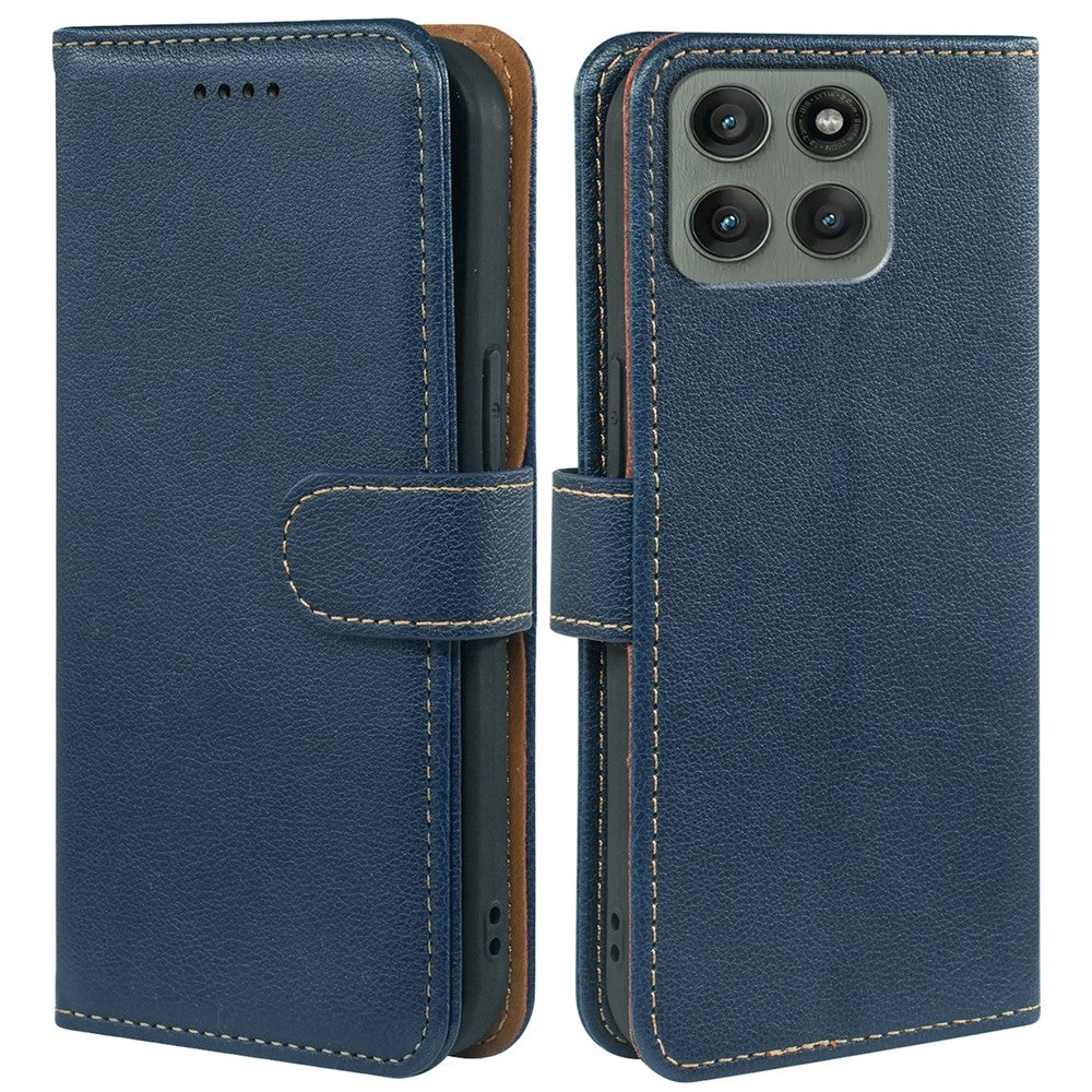 For Motorola Edge 70 5G Case RFID Blocking Wallet Litchi Texture Leather Phone Cover Magnetic Clasp - Blue