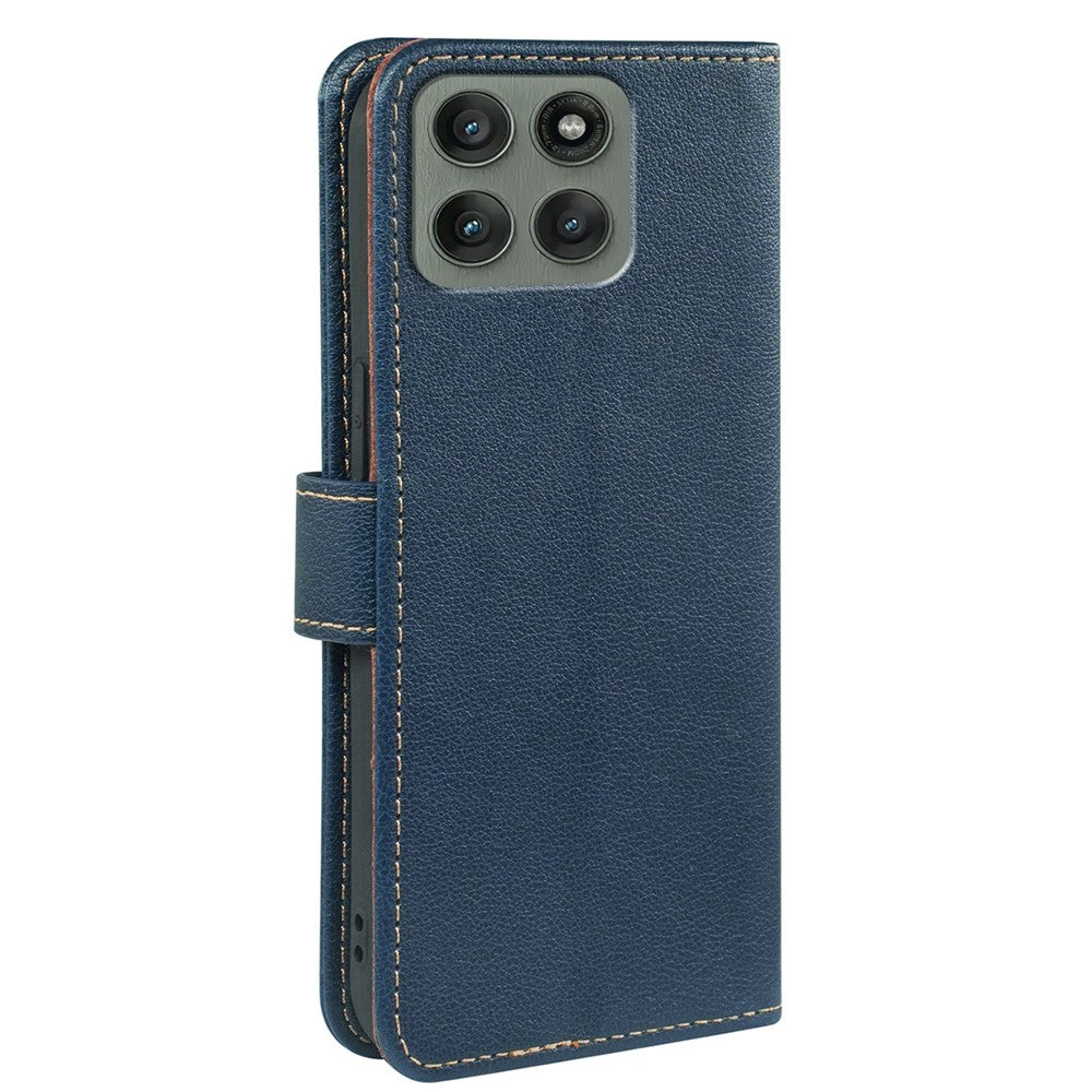 For Motorola Edge 70 5G Case RFID Blocking Wallet Litchi Texture Leather Phone Cover Magnetic Clasp - Blue