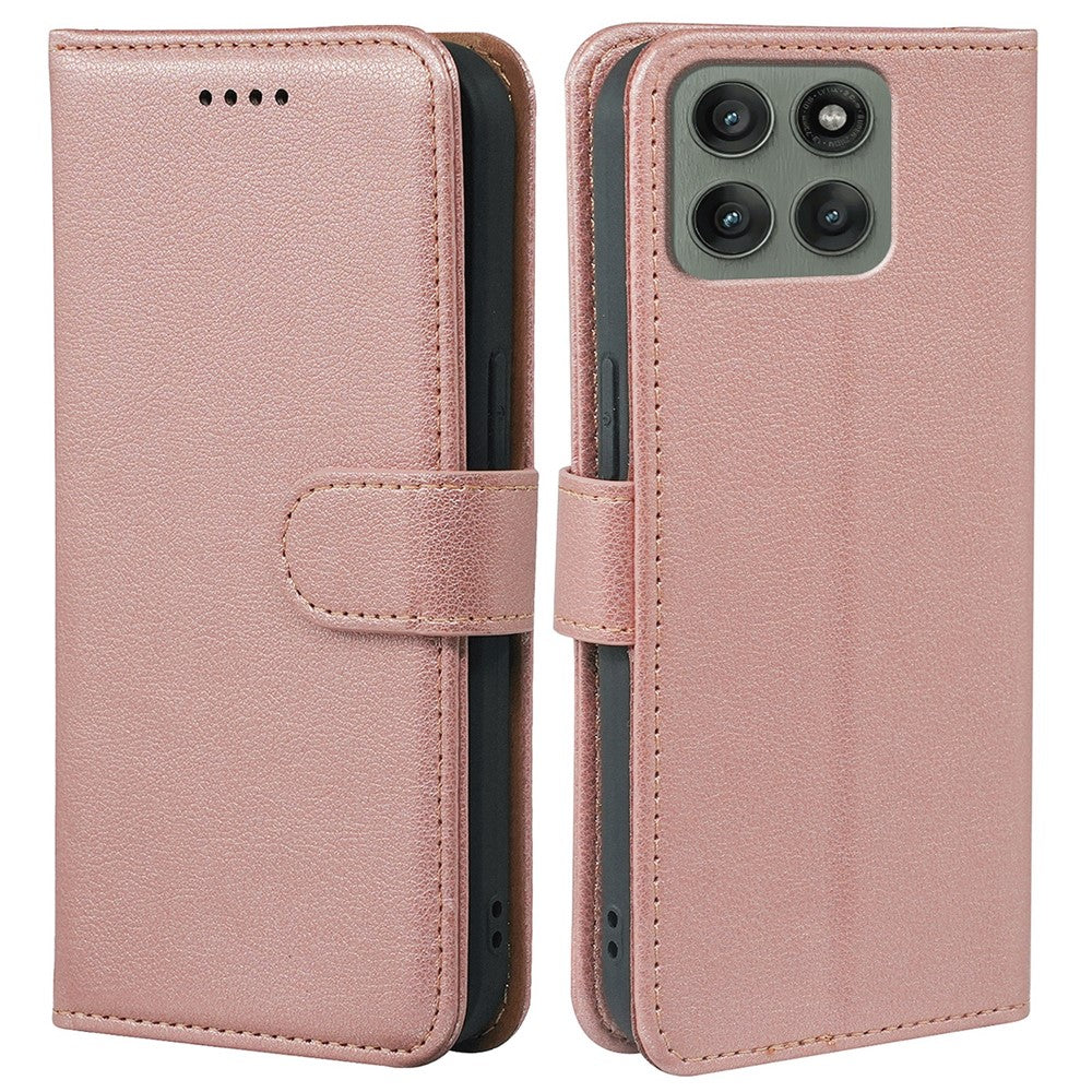 For Motorola Edge 70 5G Case RFID Blocking Wallet Litchi Texture Leather Phone Cover Magnetic Clasp - Rose Gold