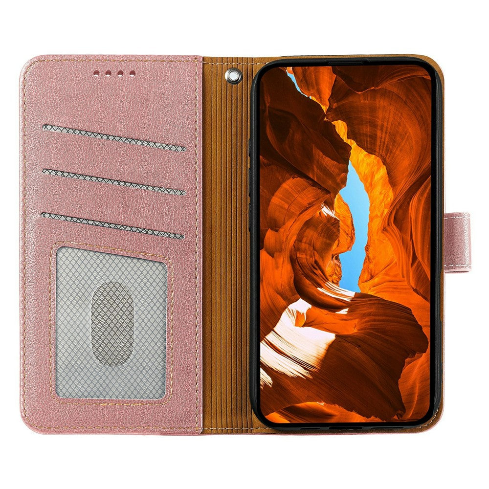 For Motorola Edge 70 5G Case RFID Blocking Wallet Litchi Texture Leather Phone Cover Magnetic Clasp - Rose Gold