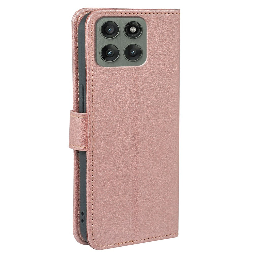 For Motorola Edge 70 5G Case RFID Blocking Wallet Litchi Texture Leather Phone Cover Magnetic Clasp - Rose Gold