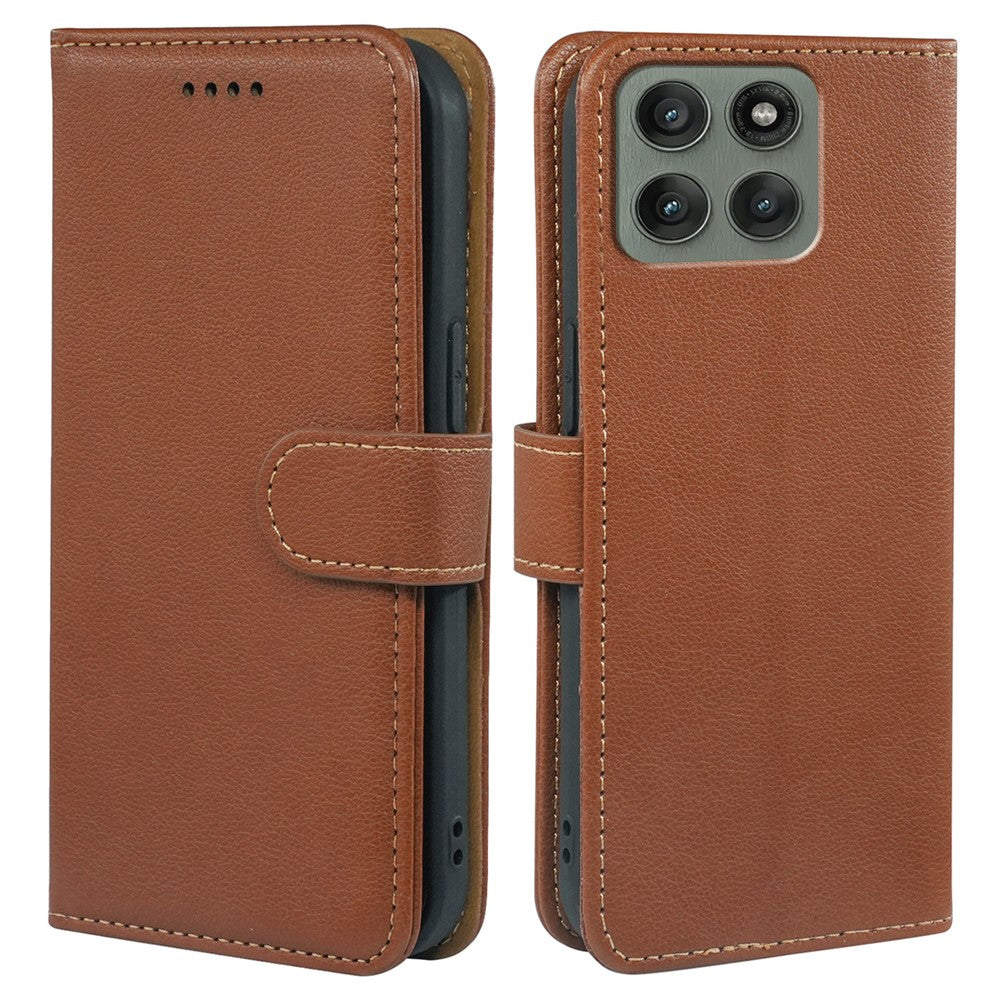 For Motorola Edge 70 5G Case RFID Blocking Wallet Litchi Texture Leather Phone Cover Magnetic Clasp - Brown