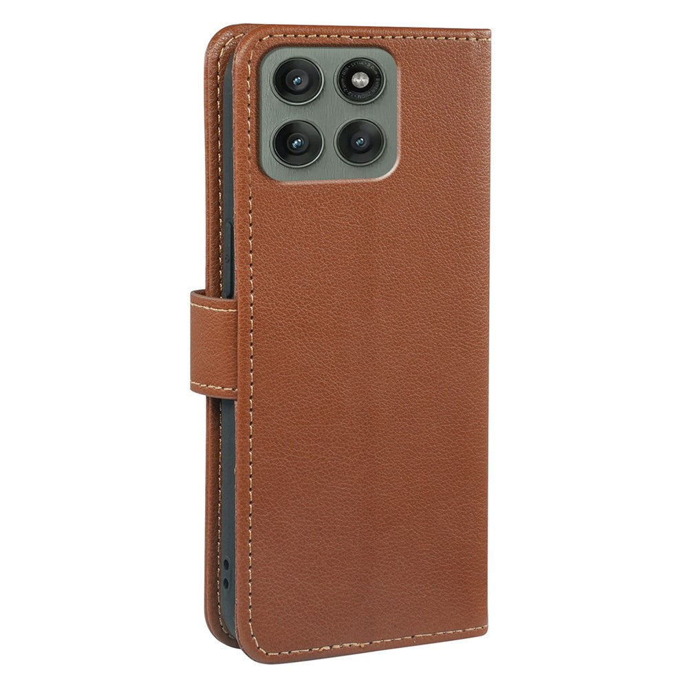 For Motorola Edge 70 5G Case RFID Blocking Wallet Litchi Texture Leather Phone Cover Magnetic Clasp - Brown