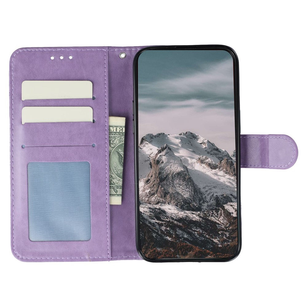 For Motorola Edge 70 5G Case PU Leather Mandala Imprinted Design Wallet Phone Cover with Wrist Strap - Purple