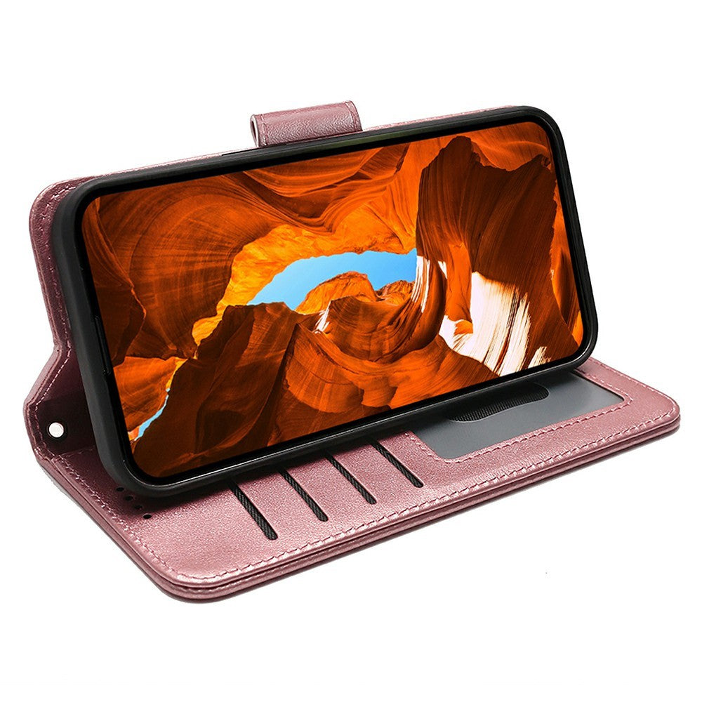 For Motorola Edge 70 5G Case Stand Card Holder Wallet Leather Phone Cover - Rose Gold