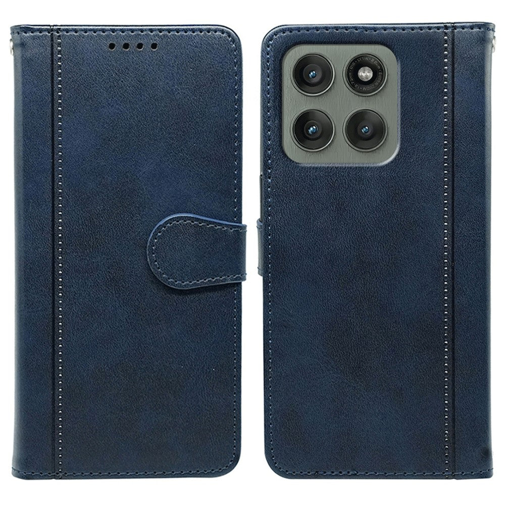 For Motorola Edge 70 5G Case Calf Texture Leather Stand Book Style Phone Cover - Blue