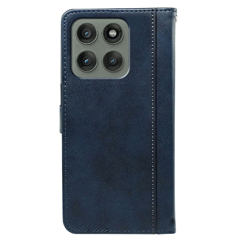 For Motorola Edge 70 5G Case Calf Texture Leather Stand Book Style Phone Cover - Blue