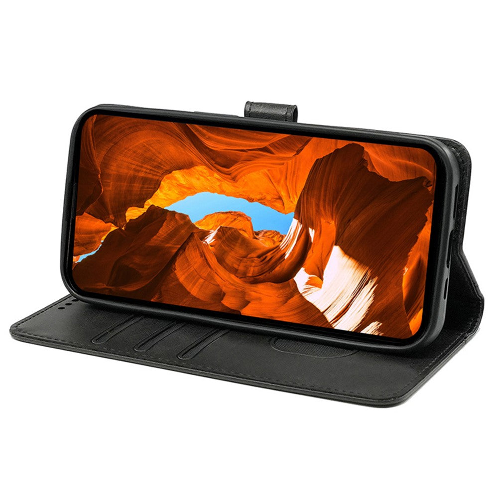 For Motorola Edge 70 5G Case Calf Texture Leather Stand Book Style Phone Cover - Black
