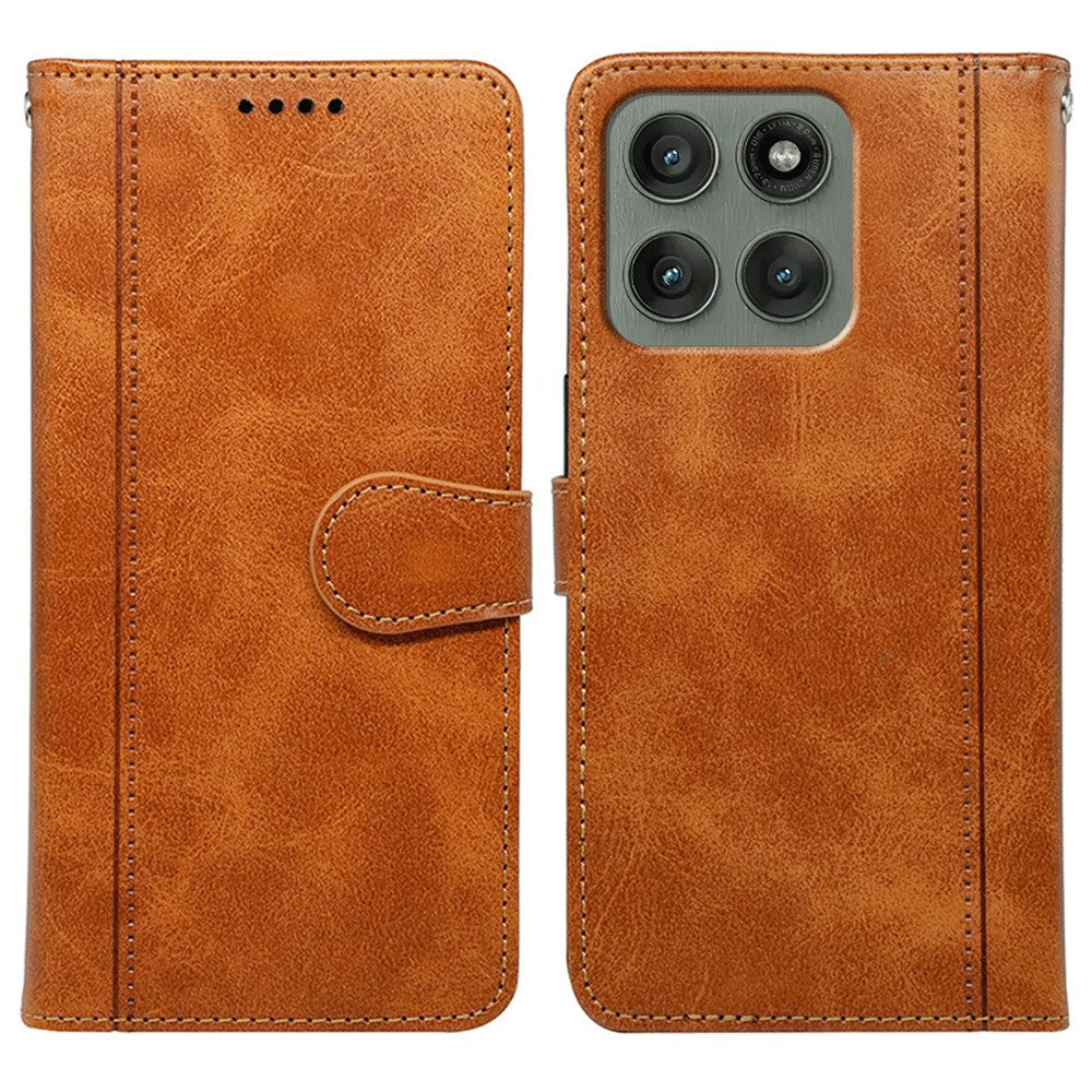 For Motorola Edge 70 5G Case Calf Texture Leather Stand Book Style Phone Cover - Yellow
