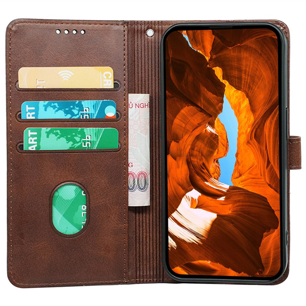 For Motorola Edge 70 5G Case Calf Texture Leather Stand Book Style Phone Cover - Brown