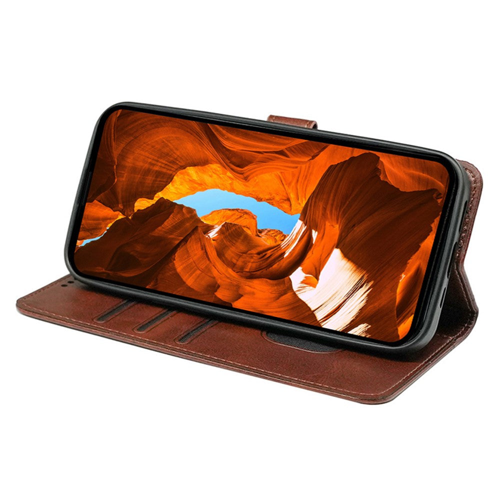 For Motorola Edge 70 5G Case Calf Texture Leather Stand Book Style Phone Cover - Brown