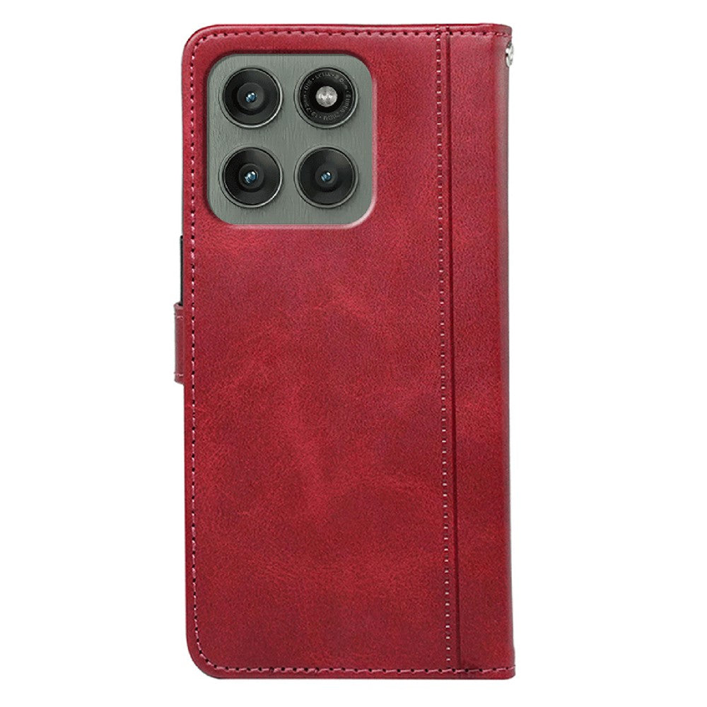 For Motorola Edge 70 5G Case Calf Texture Leather Stand Book Style Phone Cover - Red