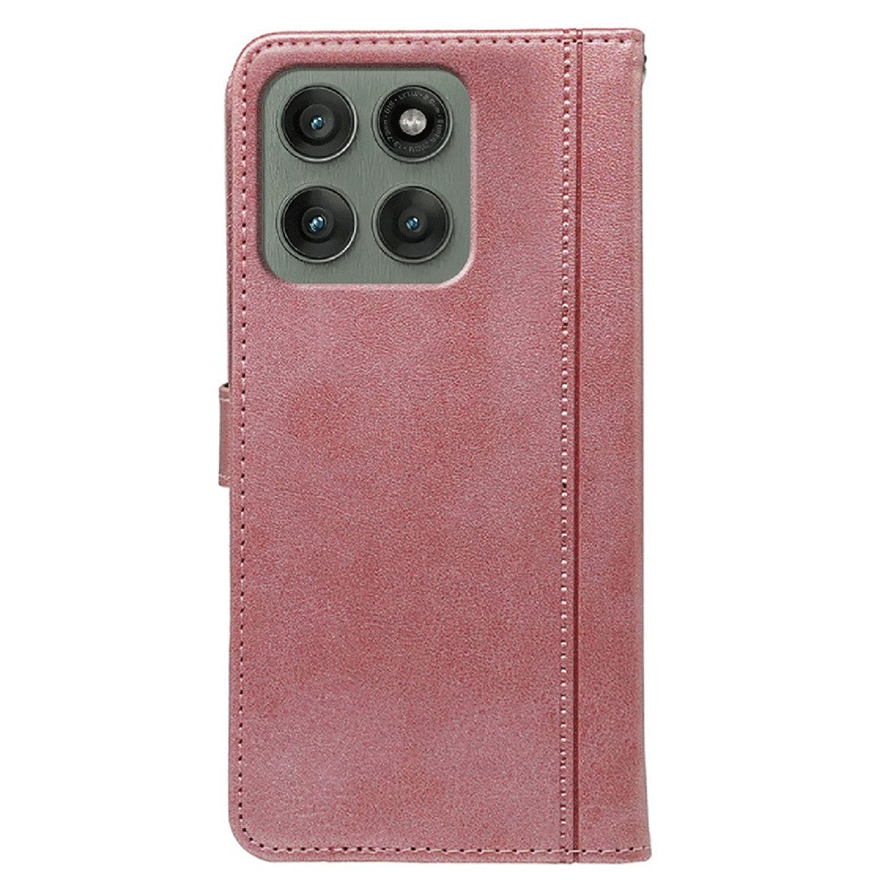 For Motorola Edge 70 5G Case Calf Texture Leather Stand Book Style Phone Cover - Rose Gold