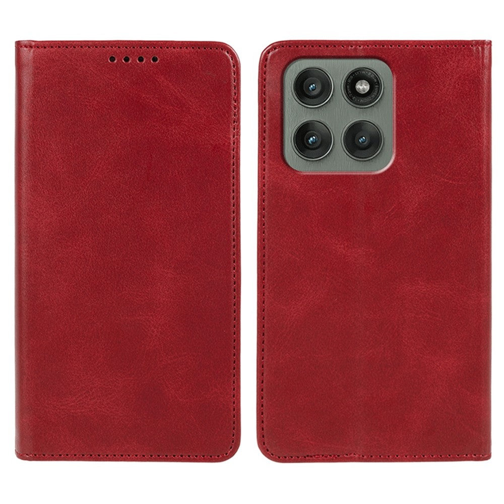 For Motorola Edge 70 5G Case Strong Magnetic PU Leather Phone Cover Calf Texture - Red