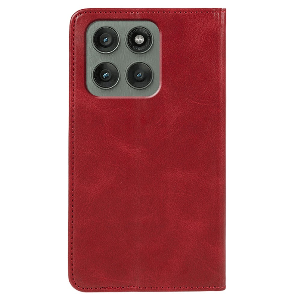 For Motorola Edge 70 5G Case Strong Magnetic PU Leather Phone Cover Calf Texture - Red