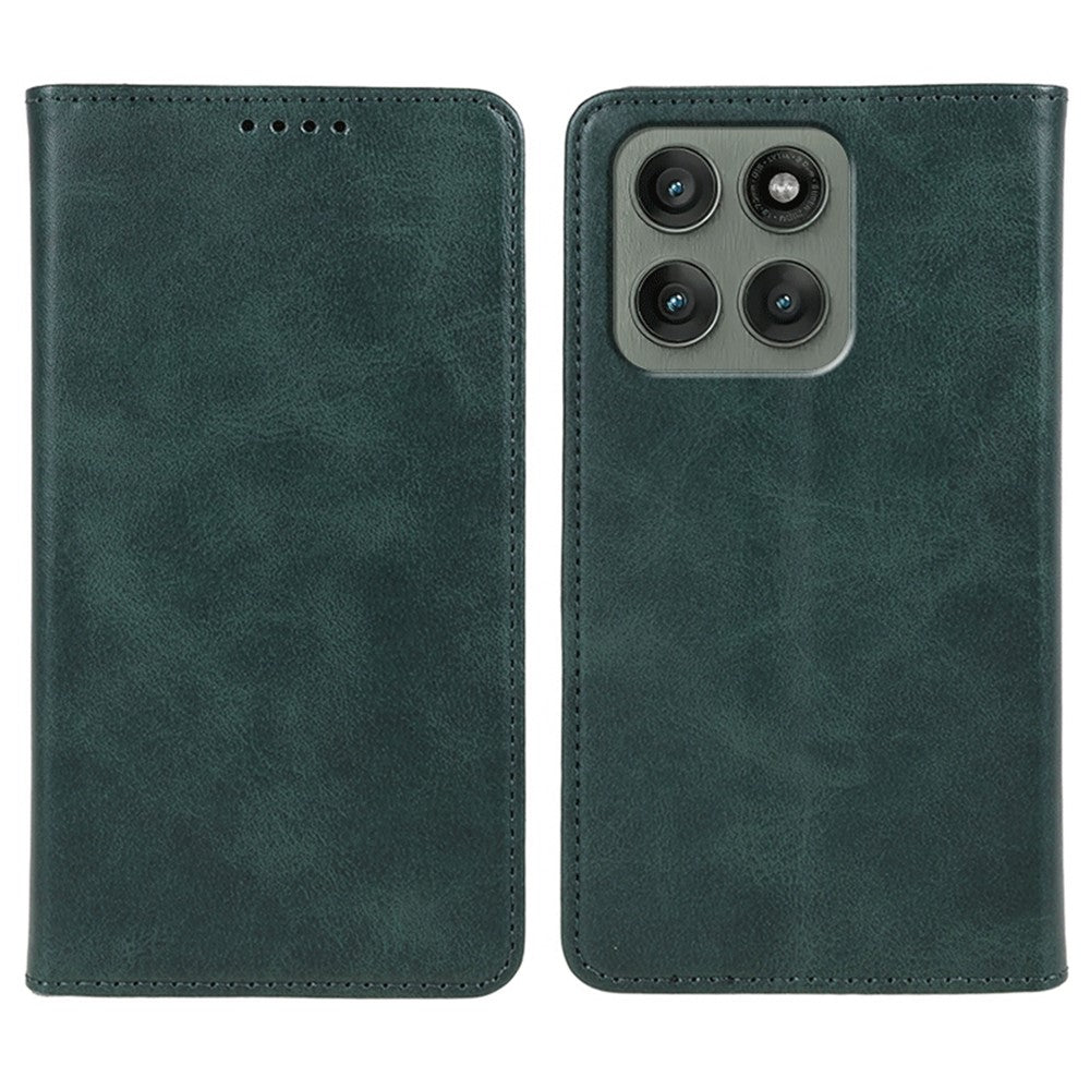 For Motorola Edge 70 5G Case Strong Magnetic PU Leather Phone Cover Calf Texture - Green