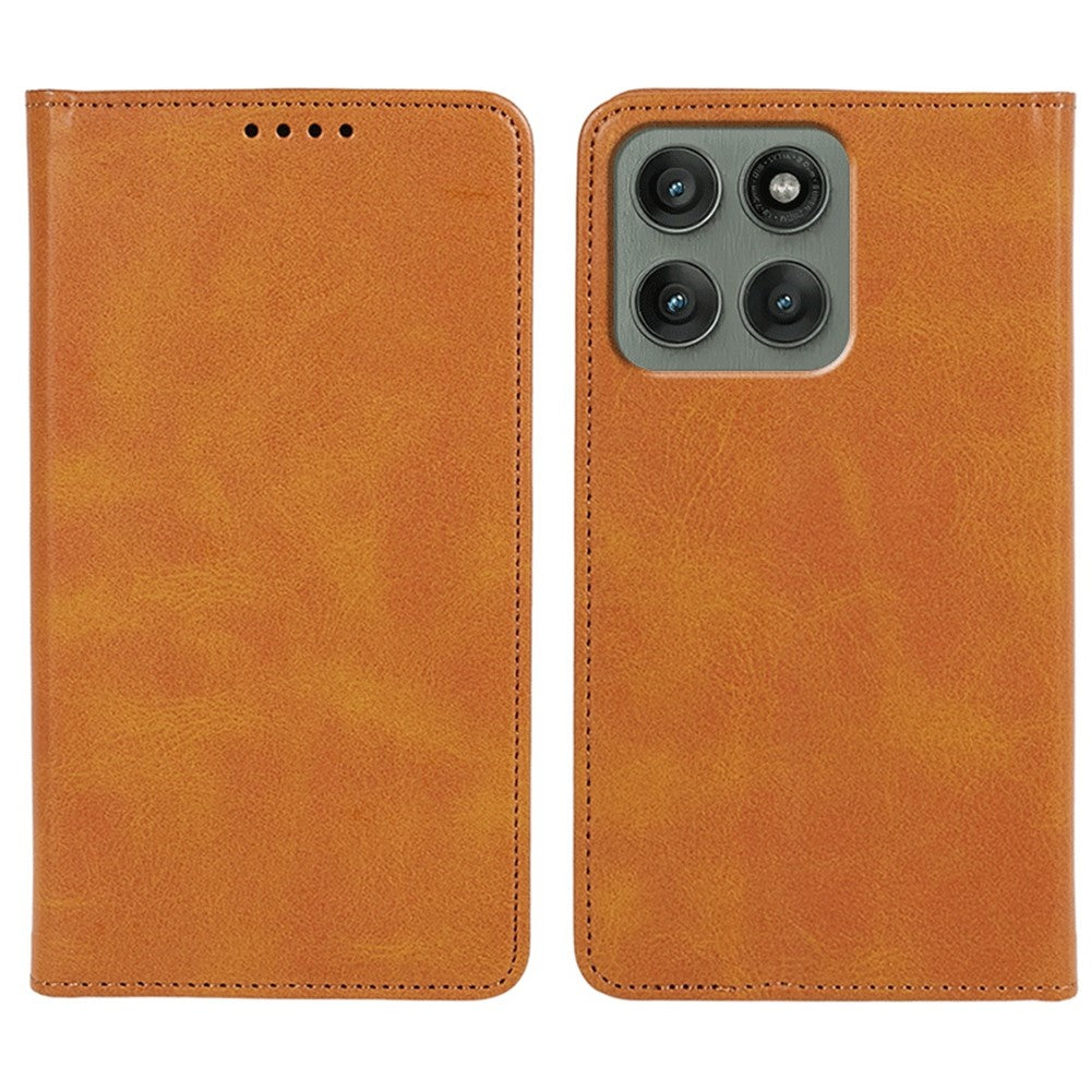For Motorola Edge 70 5G Case Strong Magnetic PU Leather Phone Cover Calf Texture - Khaki