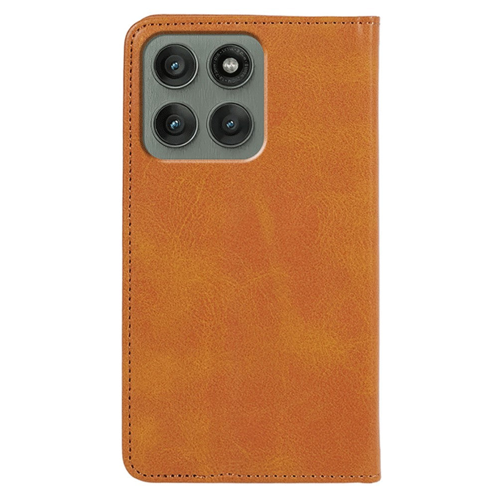 For Motorola Edge 70 5G Case Strong Magnetic PU Leather Phone Cover Calf Texture - Khaki