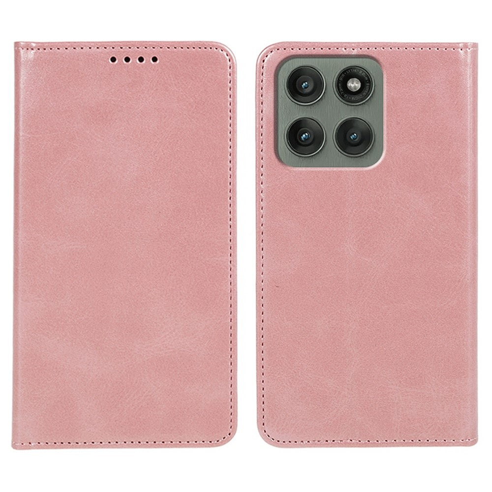 For Motorola Edge 70 5G Case Strong Magnetic PU Leather Phone Cover Calf Texture - Rose Gold