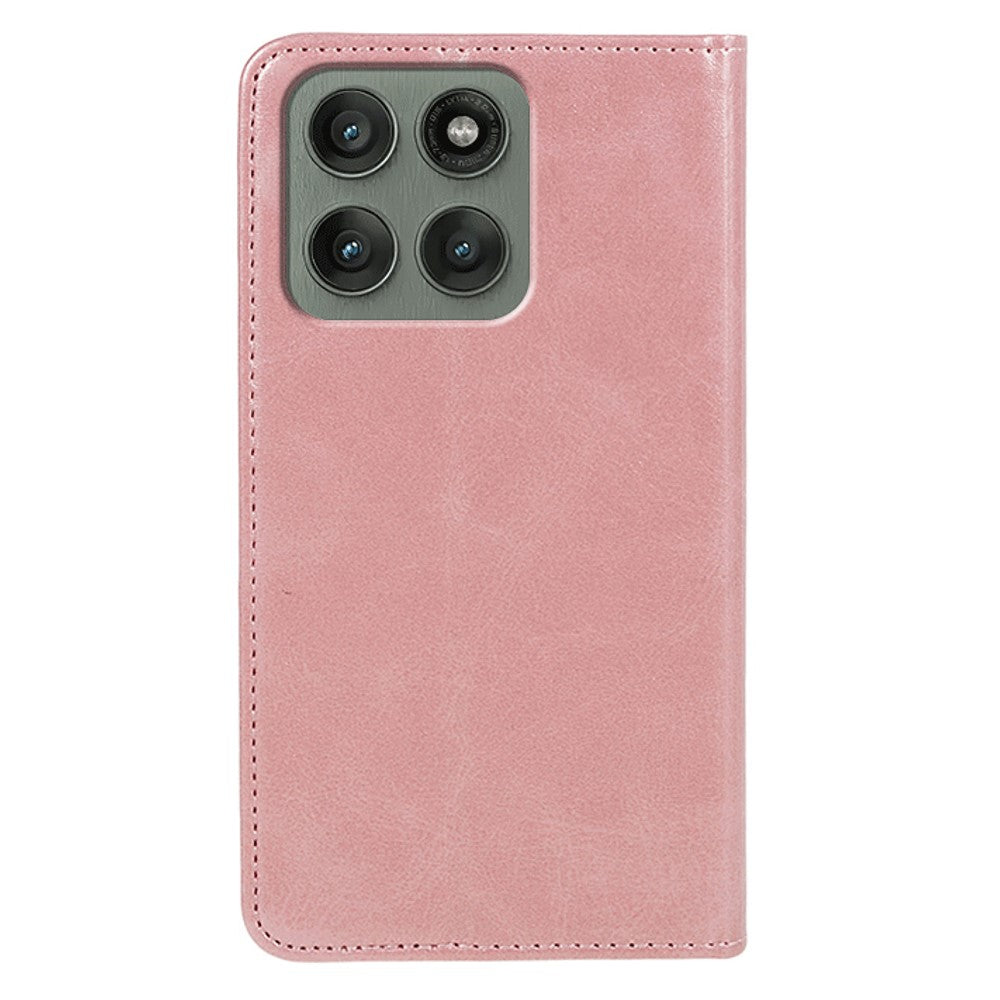 For Motorola Edge 70 5G Case Strong Magnetic PU Leather Phone Cover Calf Texture - Rose Gold