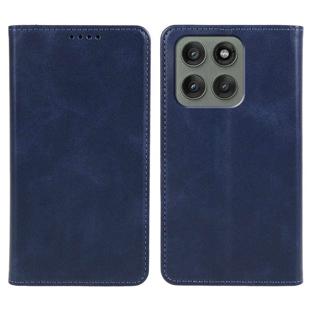 For Motorola Edge 70 5G Case Strong Magnetic PU Leather Phone Cover Calf Texture - Blue