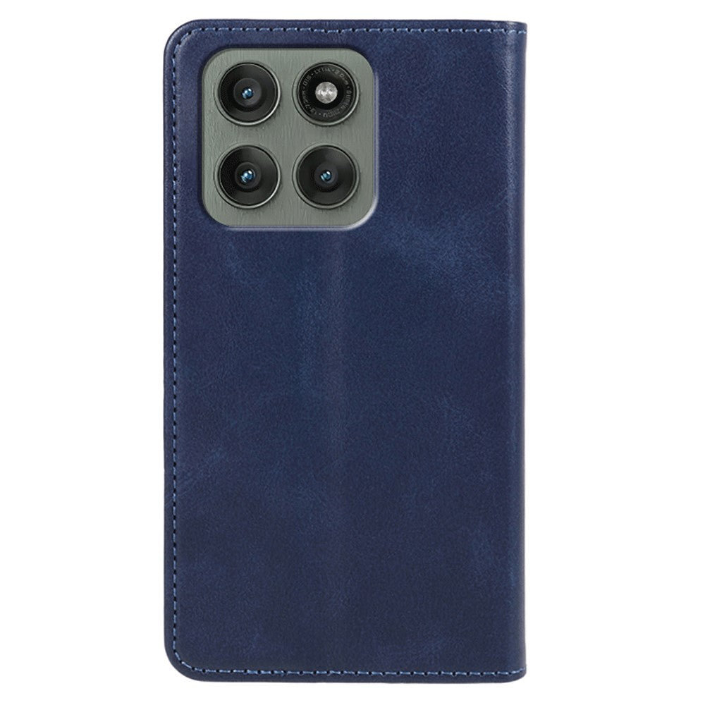 For Motorola Edge 70 5G Case Strong Magnetic PU Leather Phone Cover Calf Texture - Blue