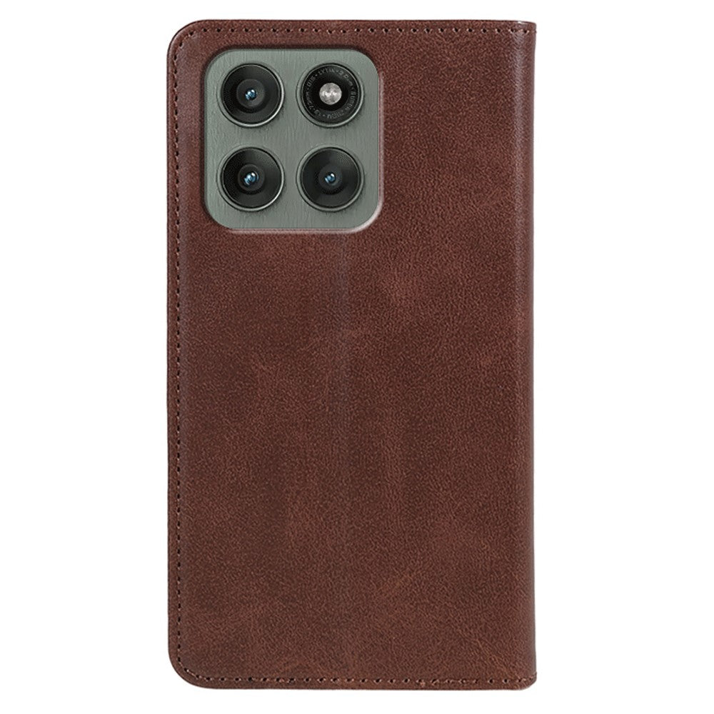 For Motorola Edge 70 5G Case Strong Magnetic PU Leather Phone Cover Calf Texture - Brown
