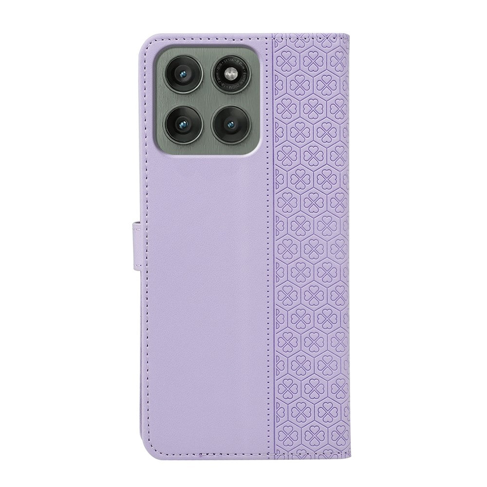 For Motorola Edge 70 5G Case Magnetic Clasp Four Leaf Clover Leather Phone Cover - Light Purple