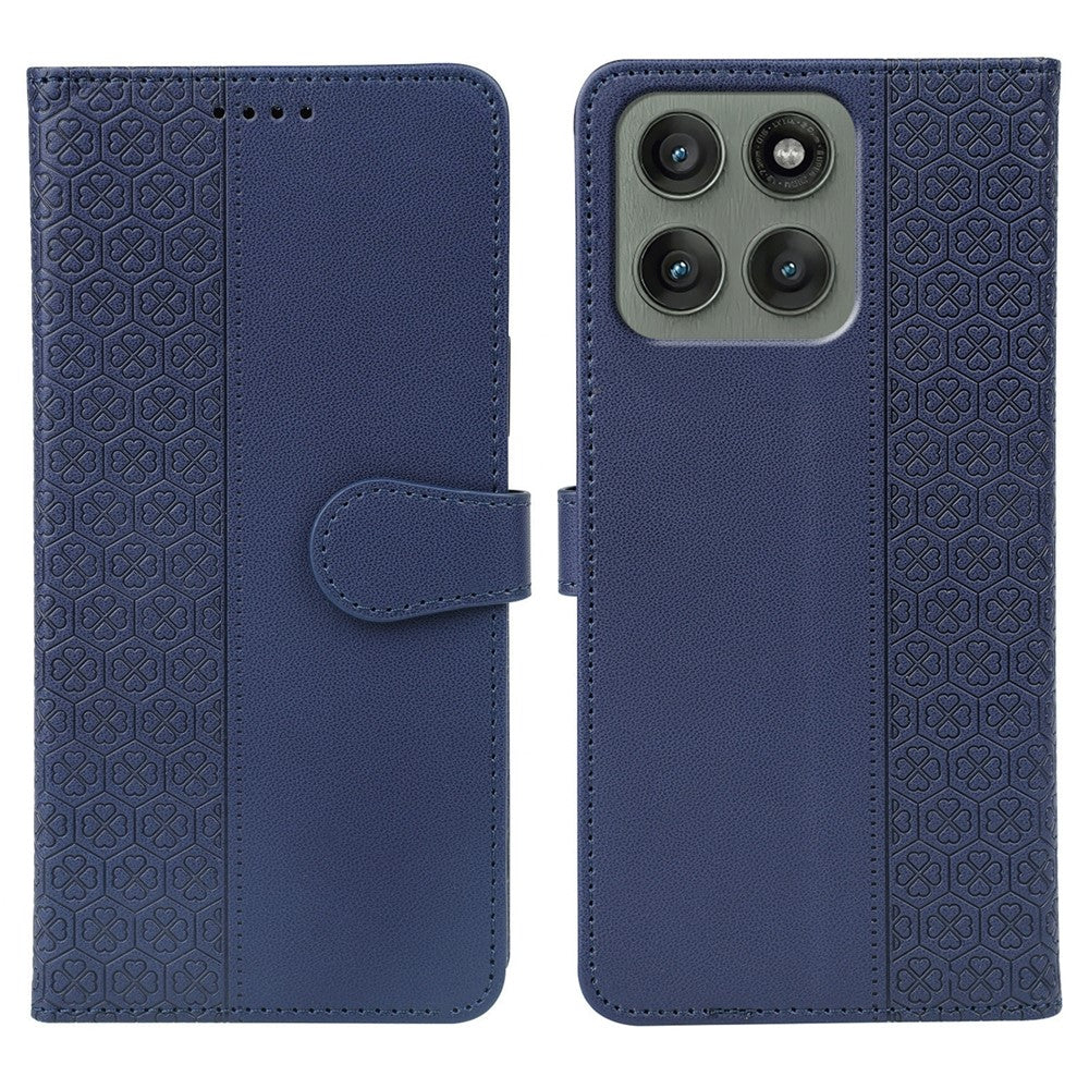 For Motorola Edge 70 5G Case Magnetic Clasp Four Leaf Clover Leather Phone Cover - Blue