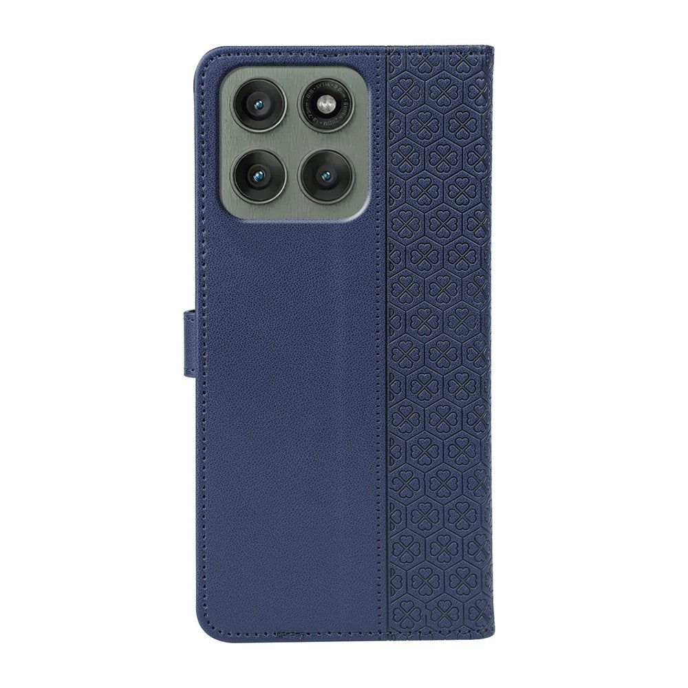 For Motorola Edge 70 5G Case Magnetic Clasp Four Leaf Clover Leather Phone Cover - Blue