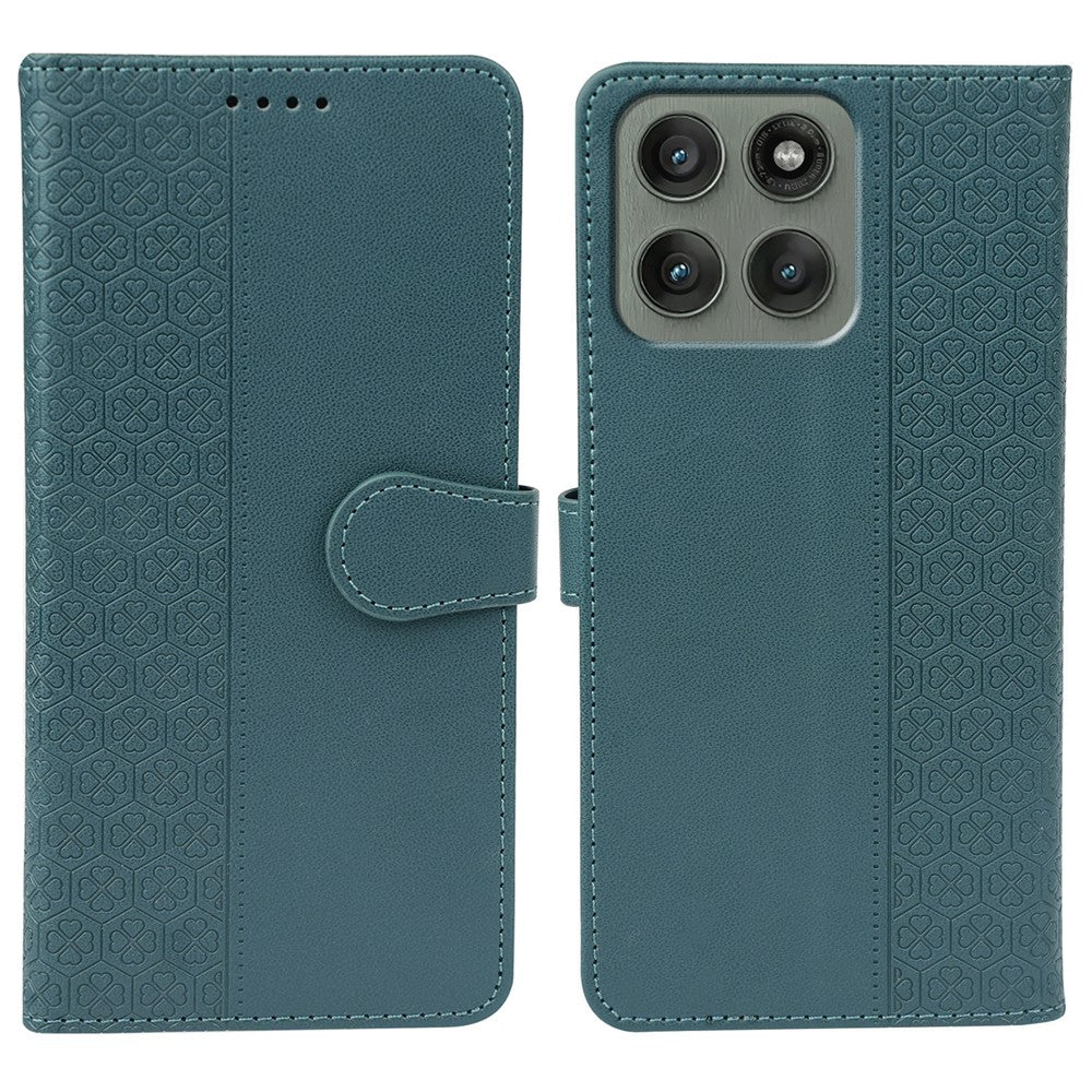 For Motorola Edge 70 5G Case Magnetic Clasp Four Leaf Clover Leather Phone Cover - Green