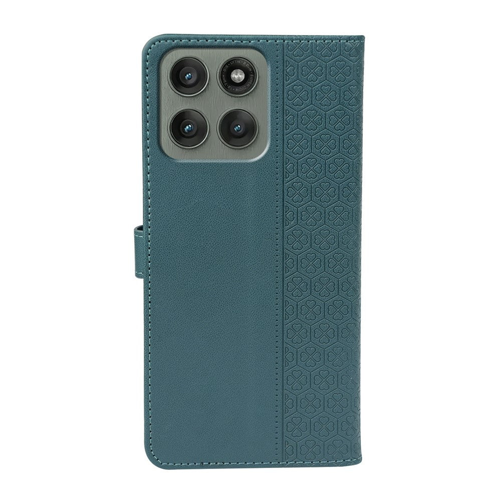 For Motorola Edge 70 5G Case Magnetic Clasp Four Leaf Clover Leather Phone Cover - Green