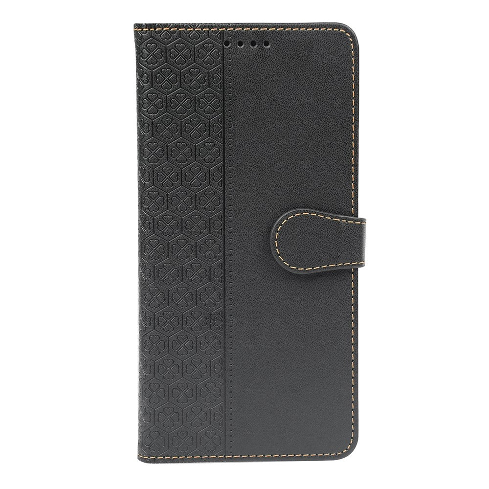 For Motorola Edge 70 5G Case Magnetic Clasp Four Leaf Clover Leather Phone Cover - Black