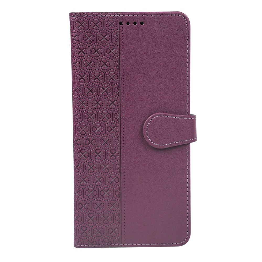 For Motorola Edge 70 5G Case Magnetic Clasp Four Leaf Clover Leather Phone Cover - Dark Purple