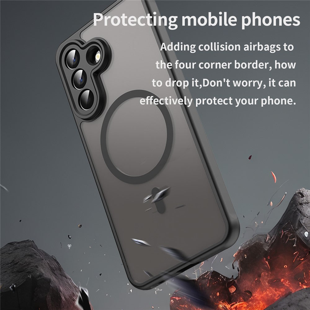 For Samsung Galaxy A57 5G Magnetic Case Anti Drop PC + TPU Phone Cover - Black