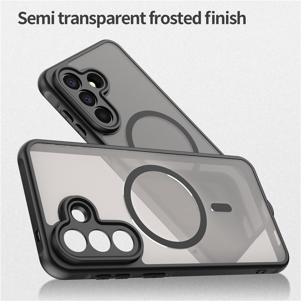 For Samsung Galaxy A57 5G Magnetic Case Anti Drop PC + TPU Phone Cover - Black